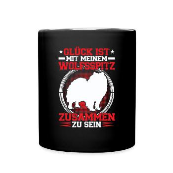 By my Wolfspitz his Keeshond - Full Colour Mug - black - Front