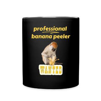 Professioneller Bananenschäler Lustiger Affe - Tasse einfarbig - Schwarz - Vorne