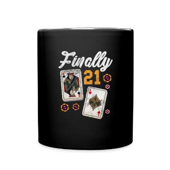 Black Jack Blackjack Kartenspiel Casino Geschenk - Tasse einfarbig - Schwarz - Vorne