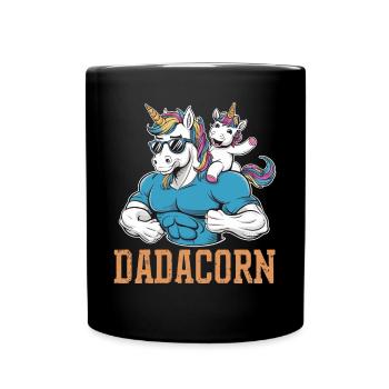 Strong dadacorn with muscles and unicorn - Full Colour Mug - black - Front