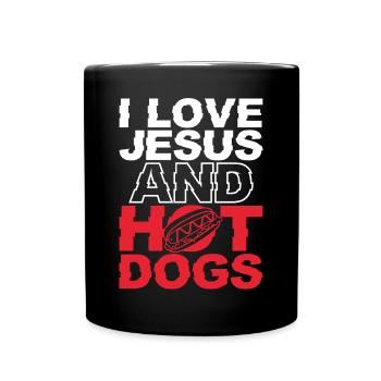 Hot Dog Adulte Jésus Foi - Mug uni - noir - Devant