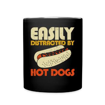hot-dog adulte facilement distrait par - Mug uni - noir - Devant
