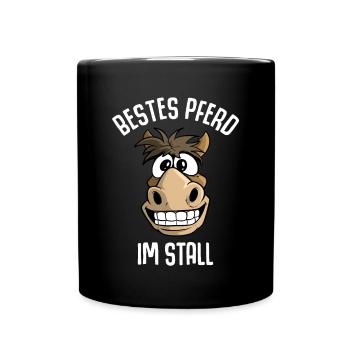 Bestes Pferd im Stall - Tasse einfarbig - Schwarz - Vorne