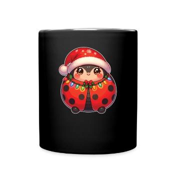 Christmas Fairy Lights Ladybug - Full Colour Mug - black - Front