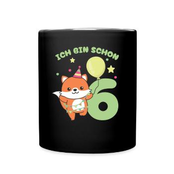 J’ai déjà 6 enfants d’anniversaire de renard - Mug uni - noir - Devant