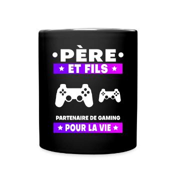 Father and Son Gaming Man Partner Gamer Dad - Full Colour Mug - black - Front