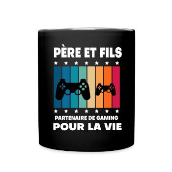 Vater und Sohn Gaming Vintage Mann Gamer Papa - Tasse einfarbig - Schwarz - Vorne