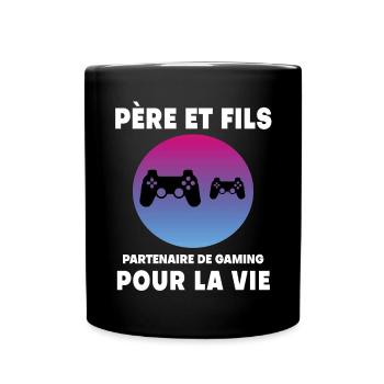 Vater und Sohn Retro Gaming Vintage Mann Gamer Vater - Tasse einfarbig - Schwarz - Vorne