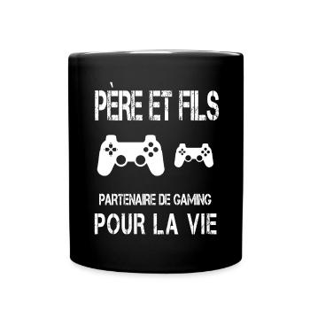 Vater und Sohn Gaming Gamer Papa - Tasse einfarbig - Schwarz - Vorne