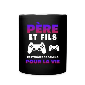 Father, son, gaming, partner for life, gamer dad - Full Colour Mug - black - Front