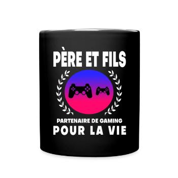 Vater Sohn Retro Retro Gaming Papa - Tasse einfarbig - Schwarz - Vorne