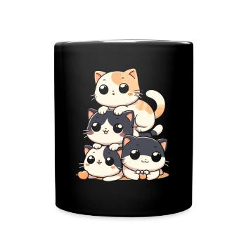 Stapel Von Kitty Cats Stapel Kawaii Meowtain Anime - Tasse einfarbig - Schwarz - Vorne