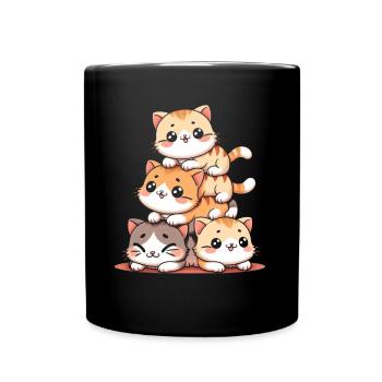 Stapel Von Kitty Cats Stapel Kawaii Meowtain Anime - Tasse einfarbig - Schwarz - Vorne