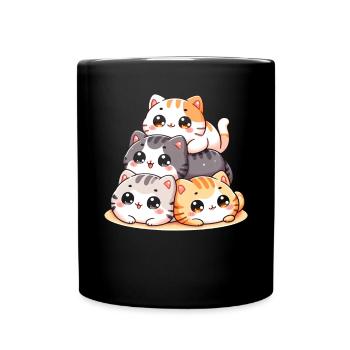 Stapel Von Kitty Cats Stapel Kawaii Meowtain Anime - Tasse einfarbig - Schwarz - Vorne