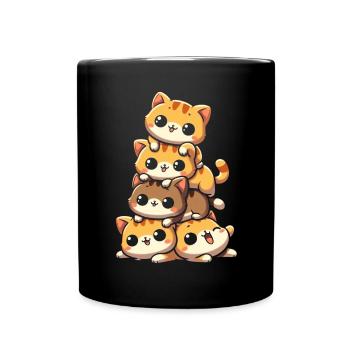 Stapel Von Kitty Cats Stapel Kawaii Meowtain Anime - Tasse einfarbig - Schwarz - Vorne