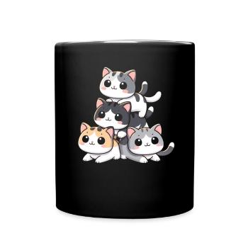Stack of Kitty Cats Stack Kawaii Meowtain Anime - Full Colour Mug - black - Front