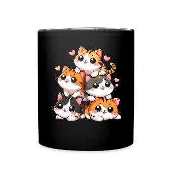 Stapel Von Kitty Cats Stapel Kawaii Meowtain Anime - Tasse einfarbig - Schwarz - Vorne