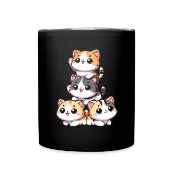 Stapel Von Kitty Cats Stapel Kawaii Meowtain Anime - Tasse einfarbig - Schwarz - Vorne