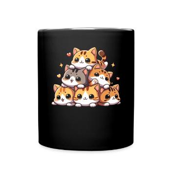 Stapel Von Kitty Cats Stapel Kawaii Meowtain Anime - Tasse einfarbig - Schwarz - Vorne