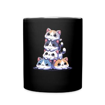Stapel Von Kitty Cats Stapel Kawaii Meowtain Anime - Tasse einfarbig - Schwarz - Vorne