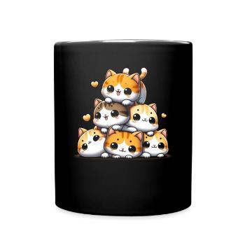 Stapel Von Kitty Cats Stapel Kawaii Meowtain Anime - Tasse einfarbig - Schwarz - Vorne