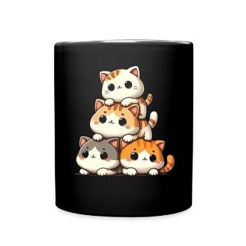 Stapel Von Kitty Cats Stapel Kawaii Meowtain Anime - Tasse einfarbig - Schwarz - Vorne