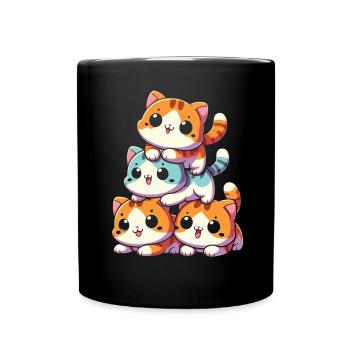 Stapel Von Kitty Cats Stapel Kawaii Meowtain Anime - Tasse einfarbig - Schwarz - Vorne
