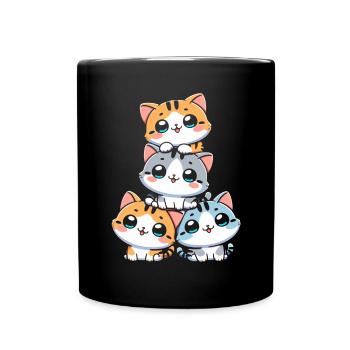 Stapel Von Kitty Cats Stapel Kawaii Meowtain Anime - Tasse einfarbig - Schwarz - Vorne