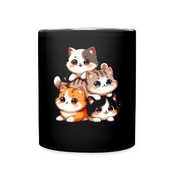Stapel Von Kitty Cats Stapel Kawaii Meowtain Anime - Tasse einfarbig - Schwarz - Vorne
