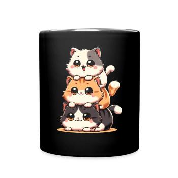 Stapel Von Kitty Cats Stapel Kawaii Meowtain Anime - Tasse einfarbig - Schwarz - Vorne