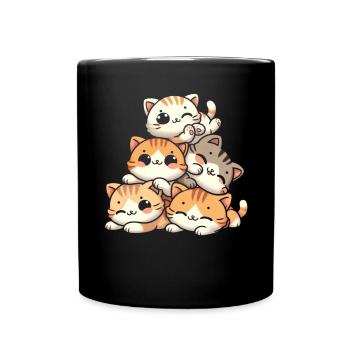 Stapel Von Kitty Cats Stapel Kawaii Meowtain Anime - Tasse einfarbig - Schwarz - Vorne