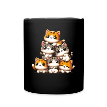 Stapel Von Kitty Cats Stapel Kawaii Meowtain Anime - Tasse einfarbig - Schwarz - Vorne