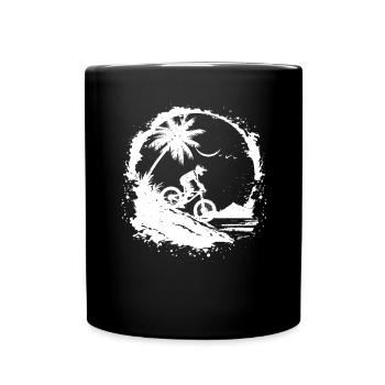 Mountain Bike Cyclist Sketch - Full Colour Mug - black - Front