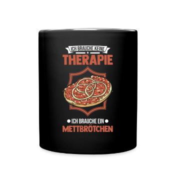 Mettbrötchen Therapie Mett Hackepeter - Full Colour Mug - black - Front