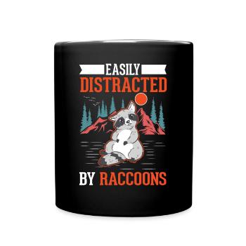 Facilement distrait par les ratons laveurs Waschbär - Mug uni - noir - Devant