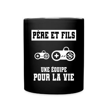 Gamer father and son duo man dad gaming - Full Colour Mug - black - Front