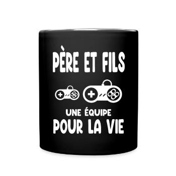 Gamer Father and Son Team for Life Gaming Dad - Full Colour Mug - black - Front