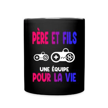 Gamer Father and Son Team Life Dad Gaming - Full Colour Mug - black - Front
