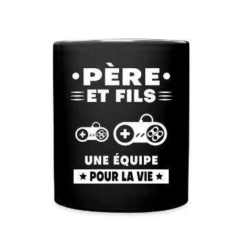 Vater und Sohn Gamer Duo Mann Papa Gaming - Tasse einfarbig - Schwarz - Vorne