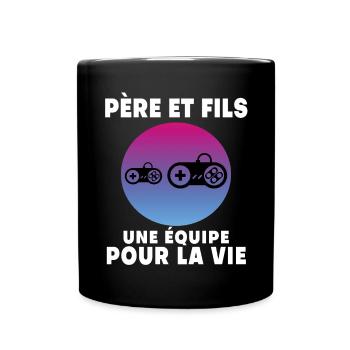 Vater und Sohn Gamer Retro Vintage Mann Papa Gaming - Tasse einfarbig - Schwarz - Vorne