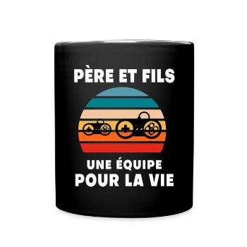 père et fils gamer vintage rétro papa gaming - Mug uni - noir - Devant