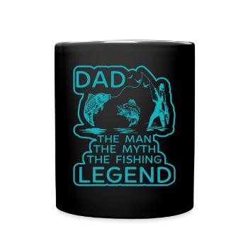 Dad the Man the Fishing Legend - Tasse einfarbig - Schwarz - Vorne