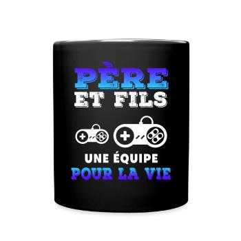 Vater und Sohn Gamer Team Duo Mann Papa Gaming - Tasse einfarbig - Schwarz - Vorne