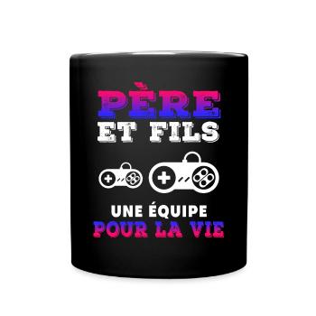 Vater und Sohn Gamer Team Leben Papa Gaming - Tasse einfarbig - Schwarz - Vorne