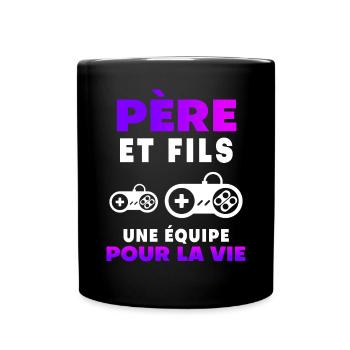 Vater Sohn Gamer Duo Mann Team Papa Gaming - Tasse einfarbig - Schwarz - Vorne