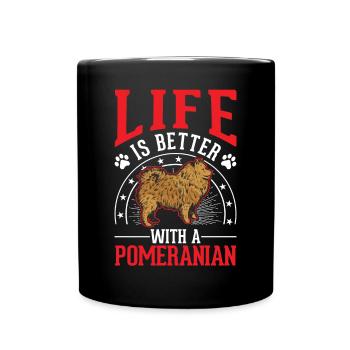 La vie est meilleure avec un Loulou de Poméranie - Mug uni - noir - Devant