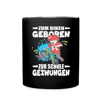 Né pour faire du vélo, forcé d’aller à l’école - Mug uni - noir - Devant