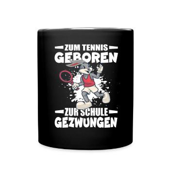 Né pour jouer au tennis, forcé d’aller à l’école - Mug uni - noir - Devant