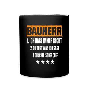 Bauherr - Tasse einfarbig - Schwarz - Vorne