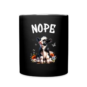 Cow Saying Nope for Boys and Girls - Full Colour Mug - black - Front